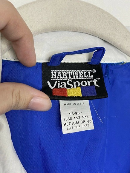 Vintage Hartwell Viasport Yellow Blue Full Zip Windbreaker Jacket Size M - Picture 3 of 4